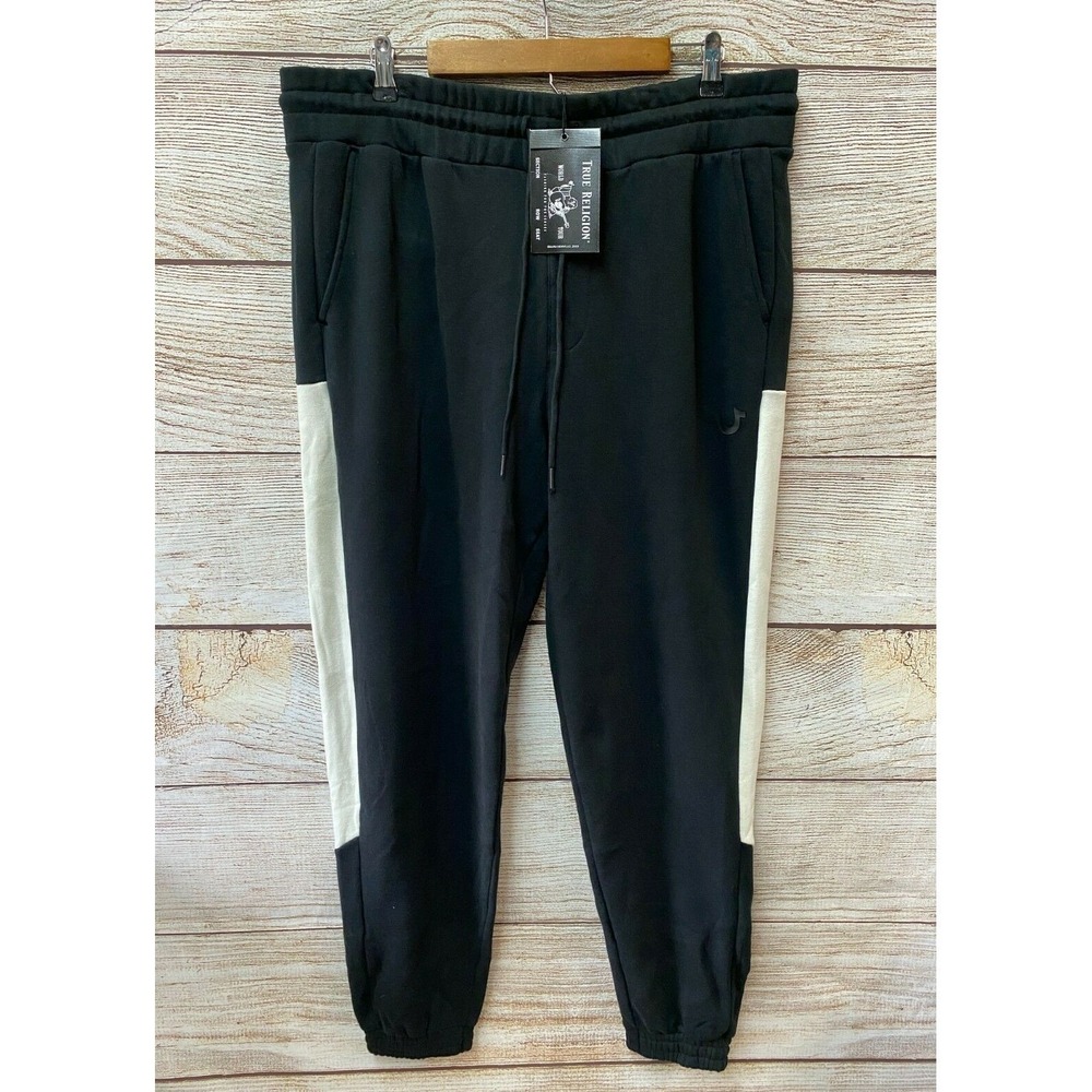 True Religion Jogger Pants Mens Medium Color Block Fleece Jogger Pants New $119